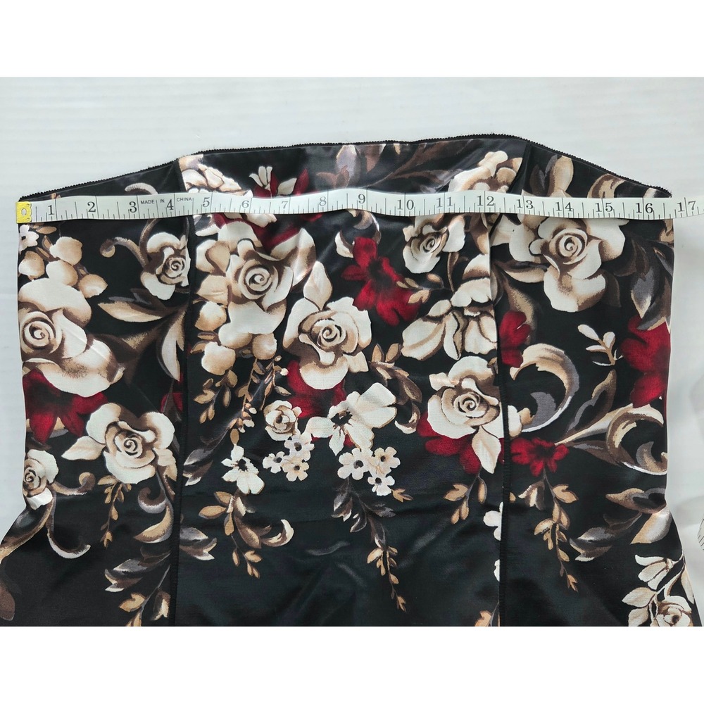 Size 10 White House Black Market Black Floral Strapless Bustier Top - Picture 7 of 8